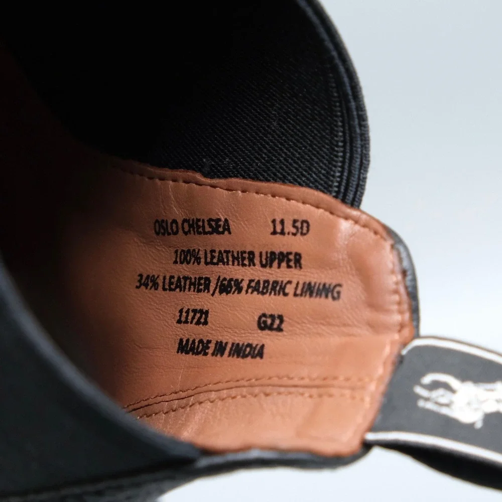 Polo Ralph Lauren Oslo Chelsea Boots Mens Size 11.5D Black Leather Lug Sole